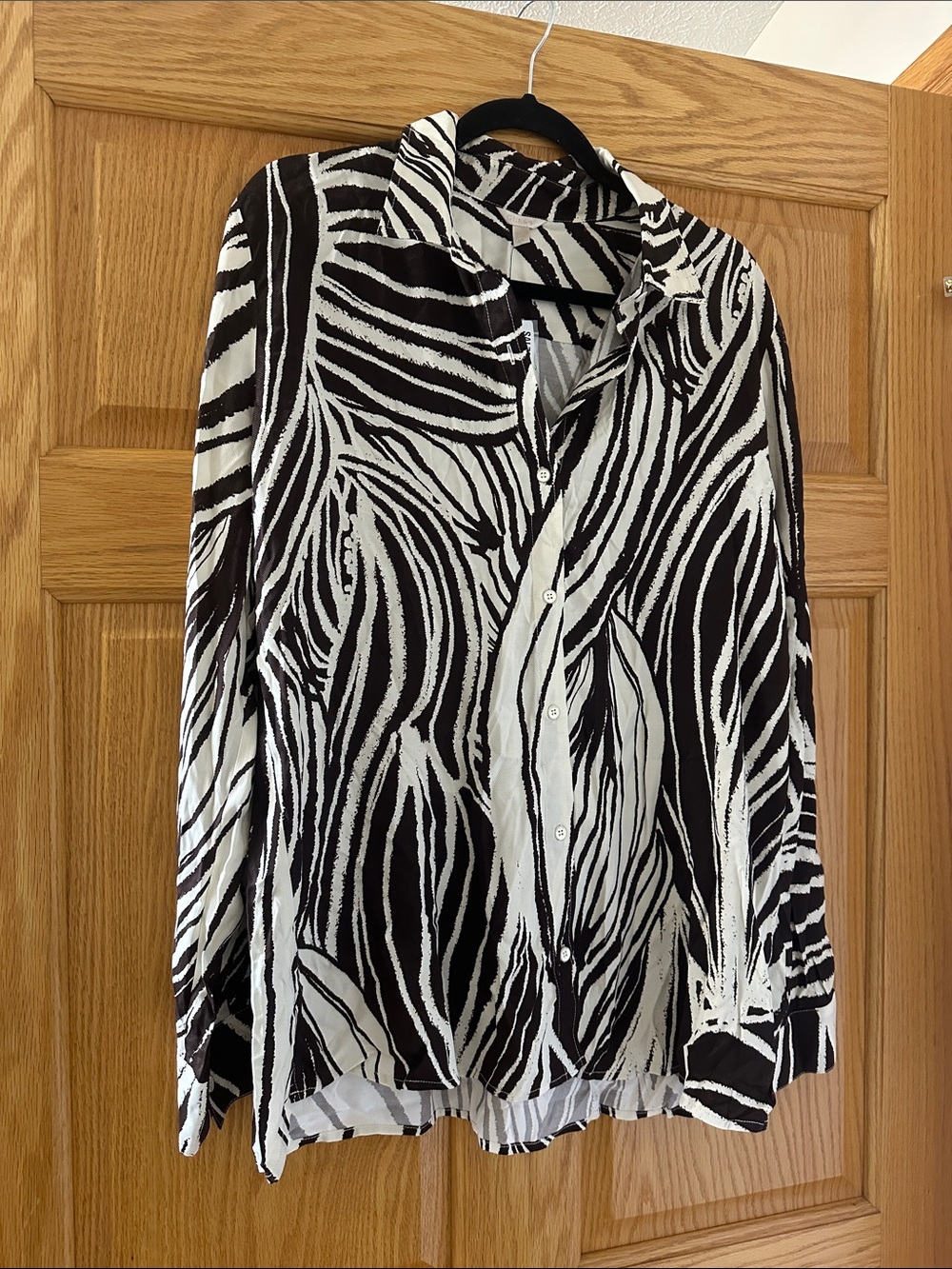Guess brown and White Zebra Print Button-Down Blouse